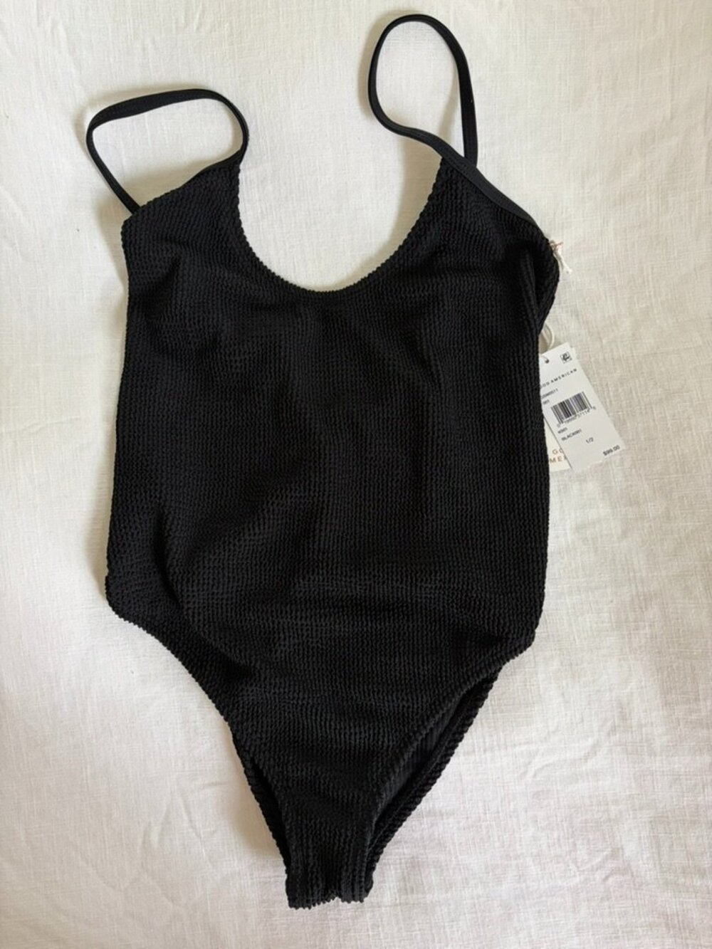 NWT Good American Always Fits Ribbed Scoop One Piece - Black - Size 1/2